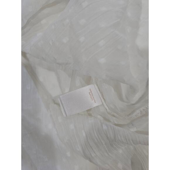 LC Lauren Conrad Women’s Medium White Chiffon Peasant Top Semi-Sheer - Picture 7 of 9